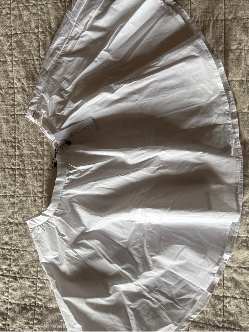 Dynamite White Gathered Neck Blouse